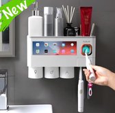 Badkamer - Meubel accessoire Automatische Tandenborstelhouder✅ Modern {2021} inclusief: NEW 3 cups + ROBOT Automatische Dispenser Tandpasta