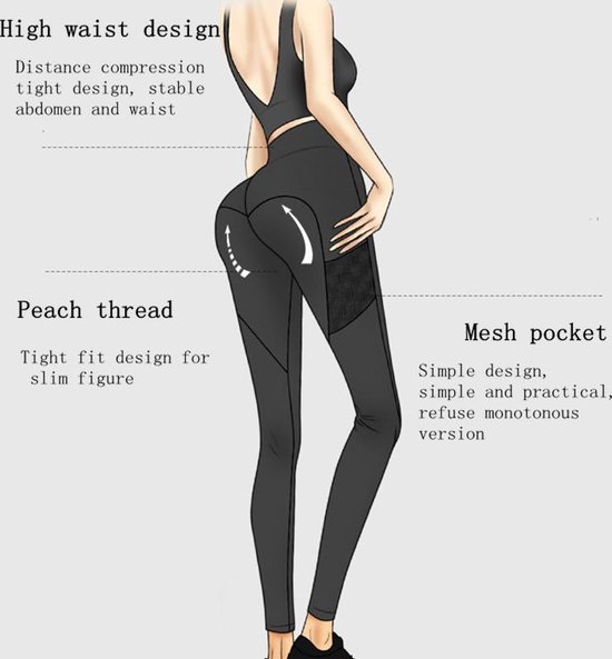 TDR - Fitness broek - Sportlegging - Yoga Broek - Yogalegging - Dames - Grijs- L — afbeelding 2