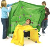 Bouwpakket voor Kinderen + Gratis zeil  - Bouwen Constructie -  Huttenbouw - Speelhuis - Speeltent - Fort  Bouwen - Fantasy Fort - 100 stuks
