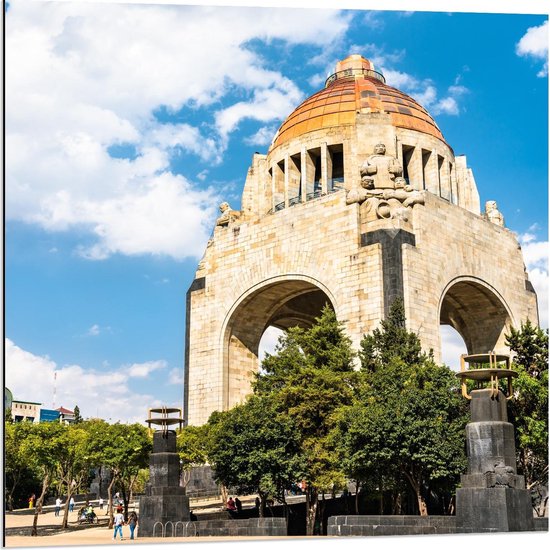 Dibond - Monument voor de Revolutie Mexico-Stad, Mexico - 80x80cm Foto op Aluminium (Wanddecoratie van metaal)