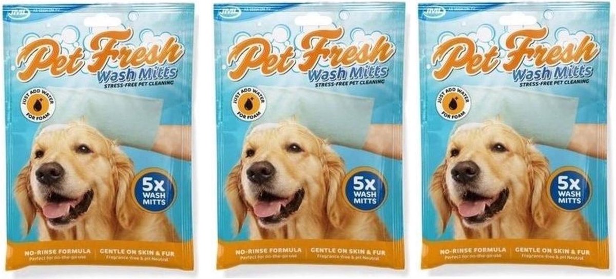 kromme afgewerkt wandelen Honden set - Pet Fresh - Washandschoen - Onderweg -Honden Shampoo - 3 pack  - 15 stuks | bol.com