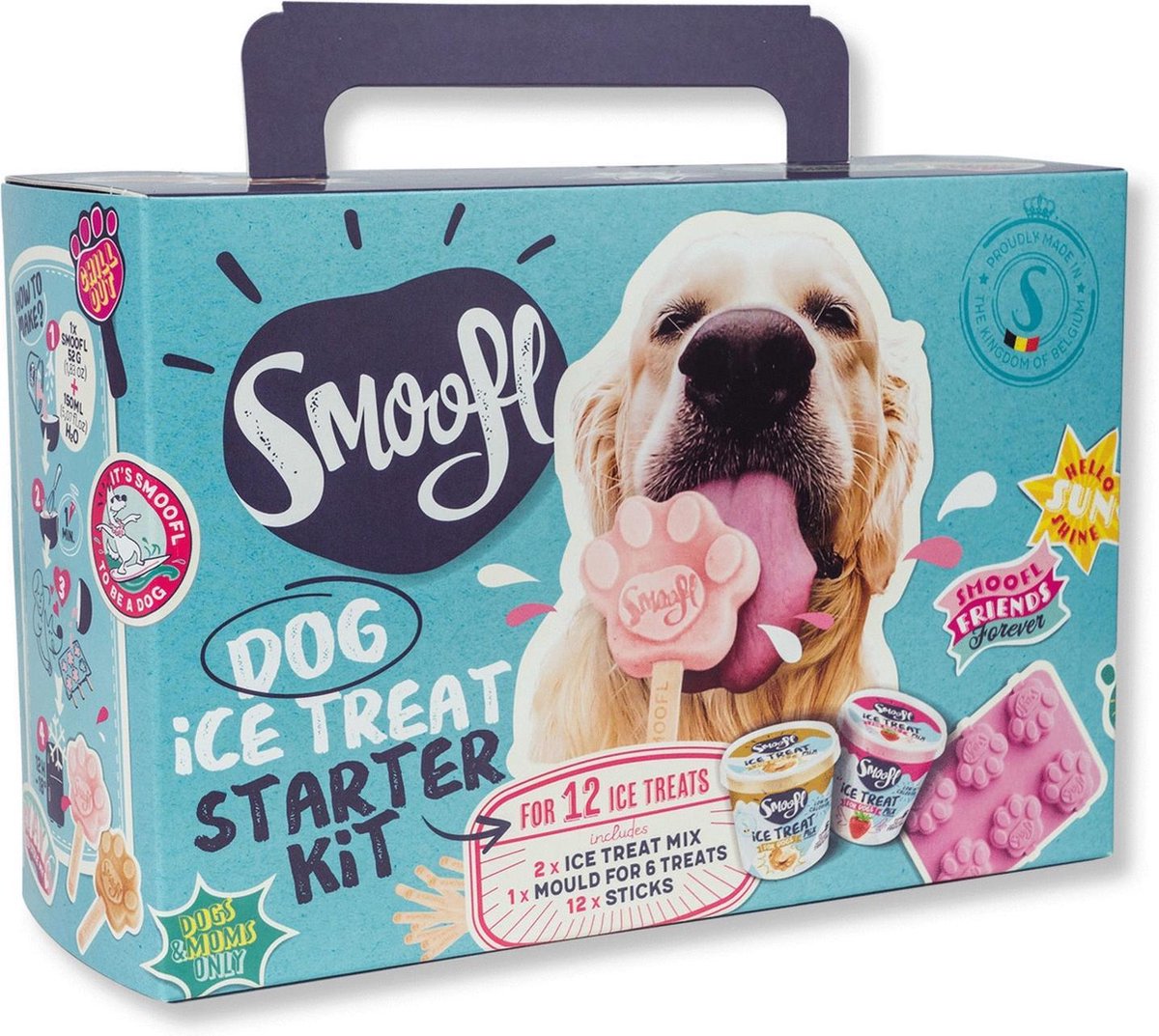 Smoofl STARTERKIT voor hondenijsjes Aardbei + Pindakaas voor 12 ijsjes