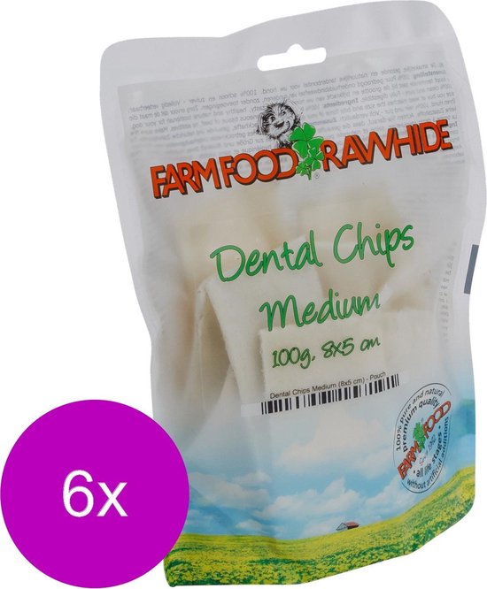 Farm Food Rawhide Dental Chips Hondensnacks 6 x Rund 4 x 8 cm 100 g