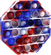 Fidget Pop It - Camouflage Blauw/Rood - Zeshoek - Fidget toys - Tik Tok