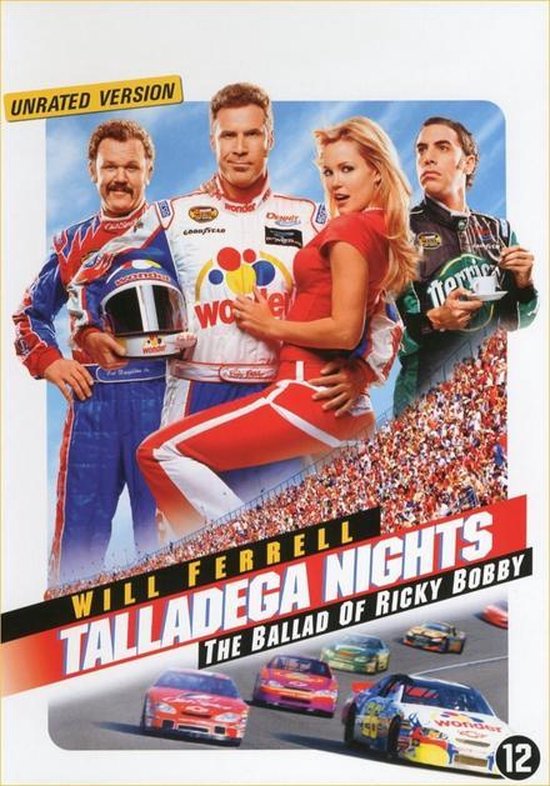 Will Ferrell in 'Talladega Nights: The Ballad of Ricky Bobby', met Sacha Baron Cohen, John C. Reilly en Leslie Bibb. Unrated Version.