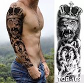 Neppe Leeuwen Tattoo - Half Tattoo Sleeve - 1 Stuk - Plaktattoo - Cadeau - 48 X 17 cm (L x B)