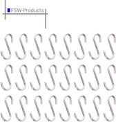 FSW-Products - 20 Stuks - Kleine Metalen S haken - Vleeshaken - Ophanghaken - S-vormige haken - 1.5cm - RVS - Mini