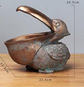 Beeld pelikaan - 23 cm - Blauw/Brons - Resin