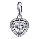 Tracelet - Zilveren bedels - Bedel Hart | Met groot zirkonia hart | 925 Sterling Zilver - Pandora compatible - Met 925 Zilver Certificaat - In Leuke cadeauverpakking - Valentijn ti