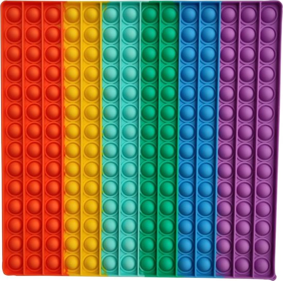 XXL Pop It Fidget Toy - Vierkant - Rainbow - 30 x 30 cm. - Merkloos