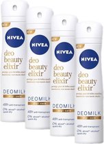 NIVEA Deo Spray - Beauty Elixir Dry Deomilk - Voordeelverpakking 4 x 150 ml Anti-Transpirant Spray