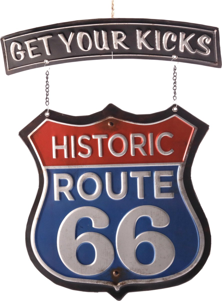 Haes Deco Retro Metalen Muurdecoratie Get Your Kicks Route 66 Western Deco 