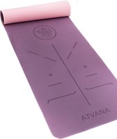 Atvana® Yoga Mat Positie Lijn - Ganesha - Fitness Mat - Sportmat - Anti slip - Duurzaam - extra dik - extra breed - Paars - Ajna Purple
