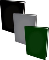 Assortiment rekbare boekenkaften A4 - Zwart, Grijs en Groen - 6 stuks