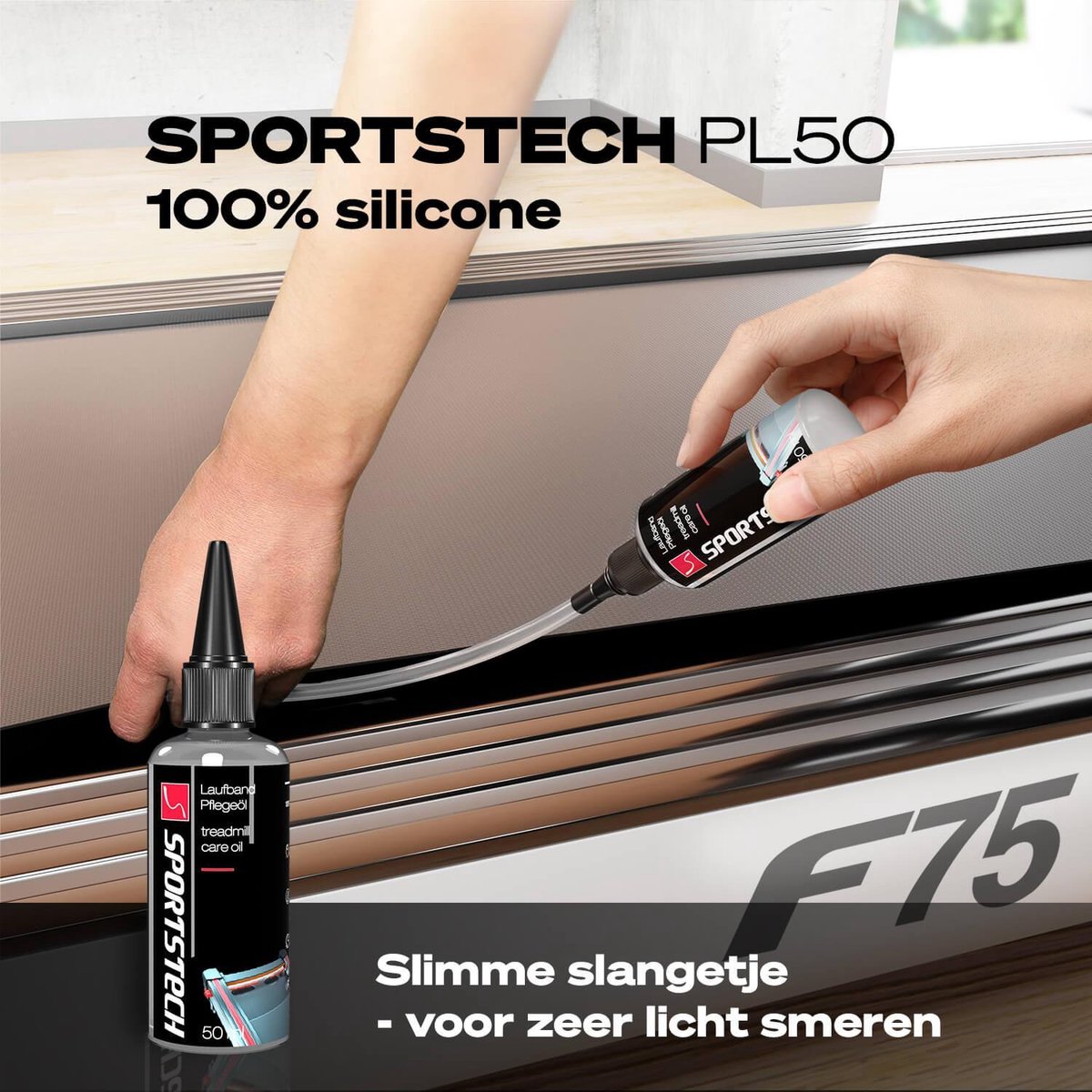 Sportstech 50/100/250ml Huile de Silicone + Tube applicateur, Lubrifiant  pour Tapis