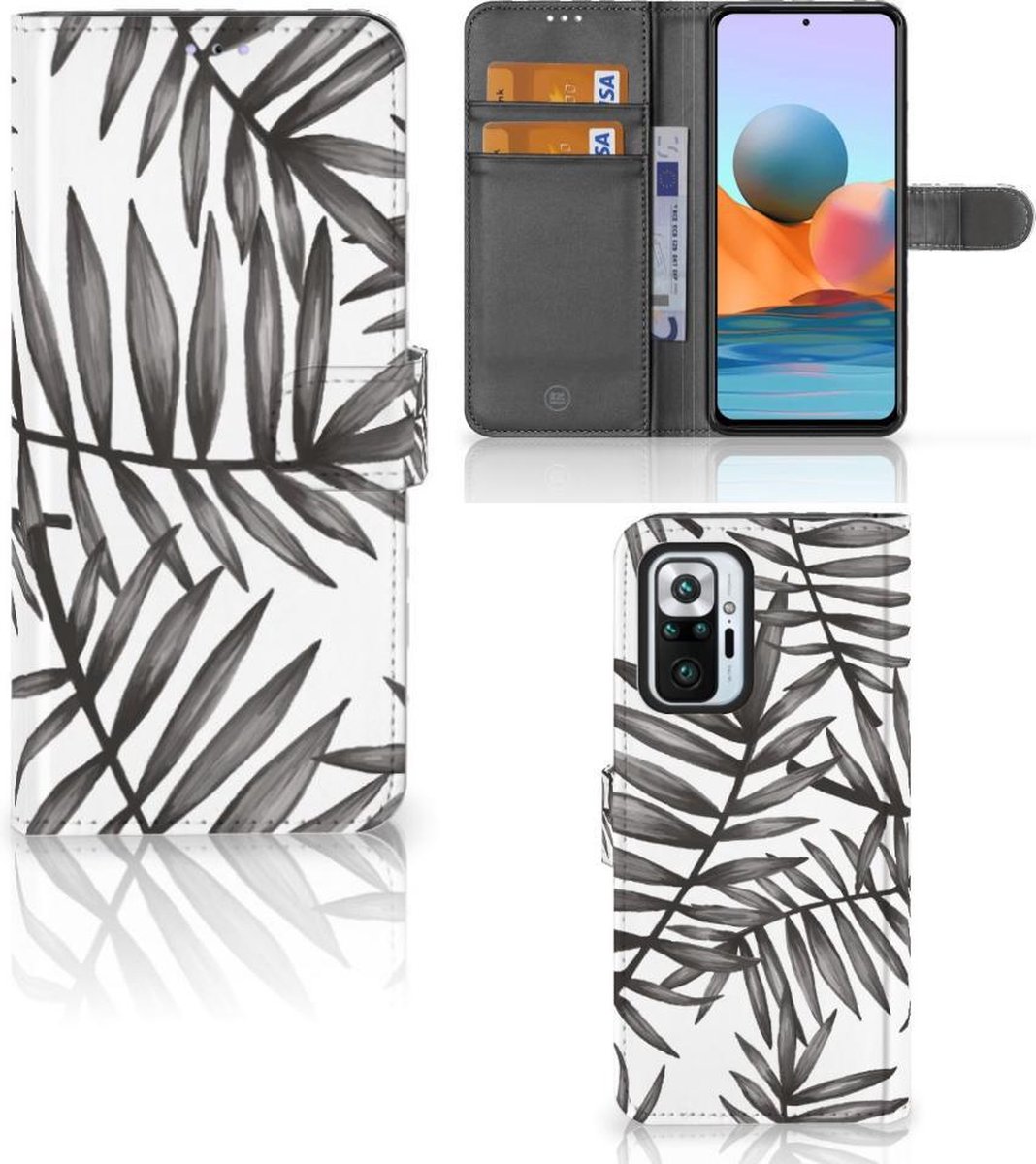 Xiaomi Redmi Note 10 Pro Hoesje Leaves Grey