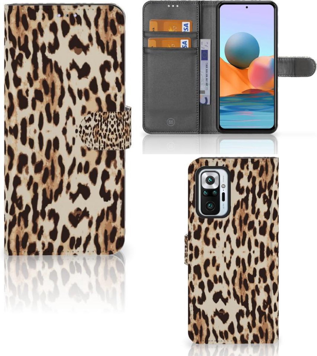 Xiaomi Redmi Note 10 Pro Telefoonhoesje met Pasjes Leopard