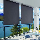 Bol.com SONGMICS verticale luifel 16 x 25 m voor balkon terras met grijze luifelcassette verticale luifel voor buiten voor windb... aanbieding