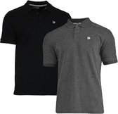 Donnay Polo 2-Pack - Sportpolo - Heren - Maat M - Grijs & Zwart