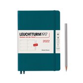 Leuchtturm - Agenda - 2022 - Weekly planner - 1 week per 2 pagina's - 12 maanden - A5 - 14,5 x 21 cm - Hardcover - Blauw Groen