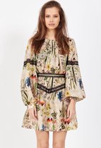 Lakbi- Dames korte jurk met bloemenprint- katoen en zijde- Maat S