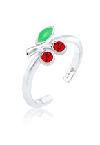 Elli Bagues Femme Enfant Cerise avec Cristaux d' Argent Sterling 925