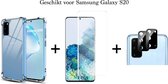 Samsung Galaxy S20 hoesje shock proof case transparant - 1x Samsung S20 Screen Protector UV + 1x Camera Lens Screenprotector