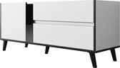 TV-Meubel Fresh - Wit - Zwart - 120 cm - 2 lades