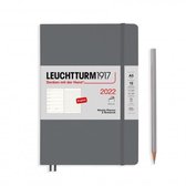 Leuchtturm - Agenda en Notities - 2022 - Weekplanner + Notitie - 12 maanden - A5 - 14,5 x 21 cm - Softcover - Grijs