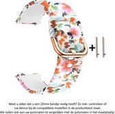 Vrolijke Bloemen print Siliconen Bandje voor 20mm Smartwatches (zie compatibele modellen) van Samsung, Pebble, Garmin, Huawei, Moto, Ticwatch, Seiko, Citizen en Q – Maat: zie maatf