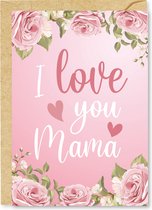 Islamitische Wenskaart: I love you mama (roze)