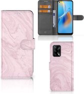 GSM Hoesje OPPO A74 4G Flip Case Marble Pink