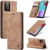 caseme - Hoesje geschikt voor Samsung Galaxy A02s - wallet book case - magneetsluiting - licht bruin