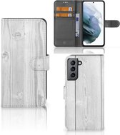 Telefoonhoesje Geschikt voor Samsung Galaxy S21 FE Smartphonehoesje met naam White Wood