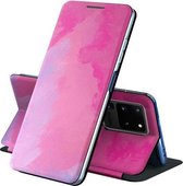 Voor Samsung Galaxy S20 Ultra Voltage Aquarel Patroon Huid Voelen Magnetische Horizontale Flip PU Lederen Case met Houder (Paars)