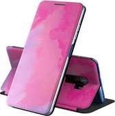 Voor Samsung Galaxy S9 Plus Spanning Aquarel Patroon Huid Voelen Magnetische Horizontale Flip PU Lederen Case met Houder (Paars)