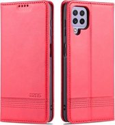 Voor Samsung Galaxy A22 4G AZNS Magnetische Kalf Textuur Horizontale Flip Leather Case met Kaartsleuven & Houder & Portemonnee (Rood)