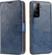 Voor Samsung Galaxy S21 + 5G Crazy Horse Textuur Afneembare Magnetische Achterkant Horizontale Flip Lederen Case met Houder & Kaartsleuven & Fotolijst & Portemonnee (Blauw)