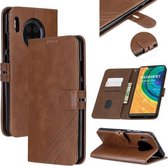 Voor Huawei Mate 30 Pro Stiksels Stijl 2-Kleur Koe Textuur Horizontale Flip PU Lederen Case met Houder & Kaartsleuf & Lanyard (Bruin)