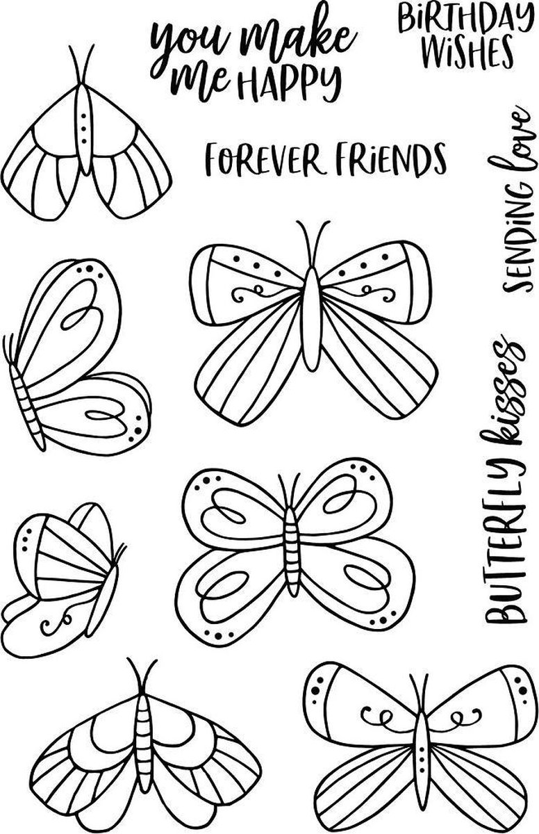 Doodle Butterflies Clear Stamps (JD057) (DISCONTINUED)