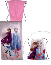 Disney Frozen 2-in-1 Strandlaken + Gymbag - 70 x 140 cm + 43 x 32 cm - Polyester