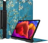 Tablet Hoes geschikt voor Lenovo Yoga Tab 13 (2021) - Tri-Fold Book Case - Witte Bloesem