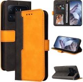 Voor Geschikt voor Xiaomi Mi 11 Ultra Zakelijke Stiksels-Kleur Horizontale Flip PU Lederen Case met Houder & Kaartsleuven & Fotolijst (Oranje)