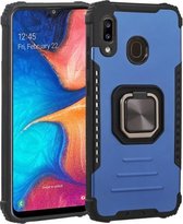 Voor Samsung Galaxy A20 / A30 Fierce Warrior-serie Armor All-inclusive schokbestendig aluminium + TPU-beschermhoes met ringhouder (blauw)