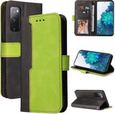 Voor Samsung Galaxy S20 FE / S20 Lite 5G / 4G Zakelijke stiksels-kleur Horizontale Flip PU lederen tas met houder & kaartsleuven & fotolijst (groen)