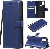 Voor Motorola Moto G10/G30 Effen Kleur Horizontale Flip Beschermende Lederen Case met Houder & Kaartsleuven & Portemonnee & Fotolijst & Lanyard (Blauw)