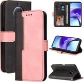 Voor Xiaomi Redmi Note 9T/Note 9 5G Zakelijke Stiksels-Kleur Horizontale Flip PU Lederen Case met Houder & Kaartsleuven & Fotolijst (Roze)