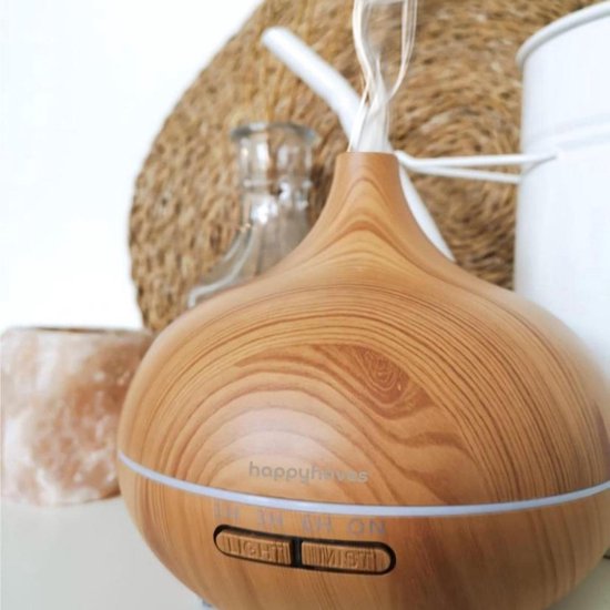 Aroma Diffuser Arizona© van Happyhaves - verbeterde 2.0 versie in duurzaam houtlook - 550ml luchtreiniger voor grote ruimtes | Perfect moederdag cadeau voor haar om tot rust te komen