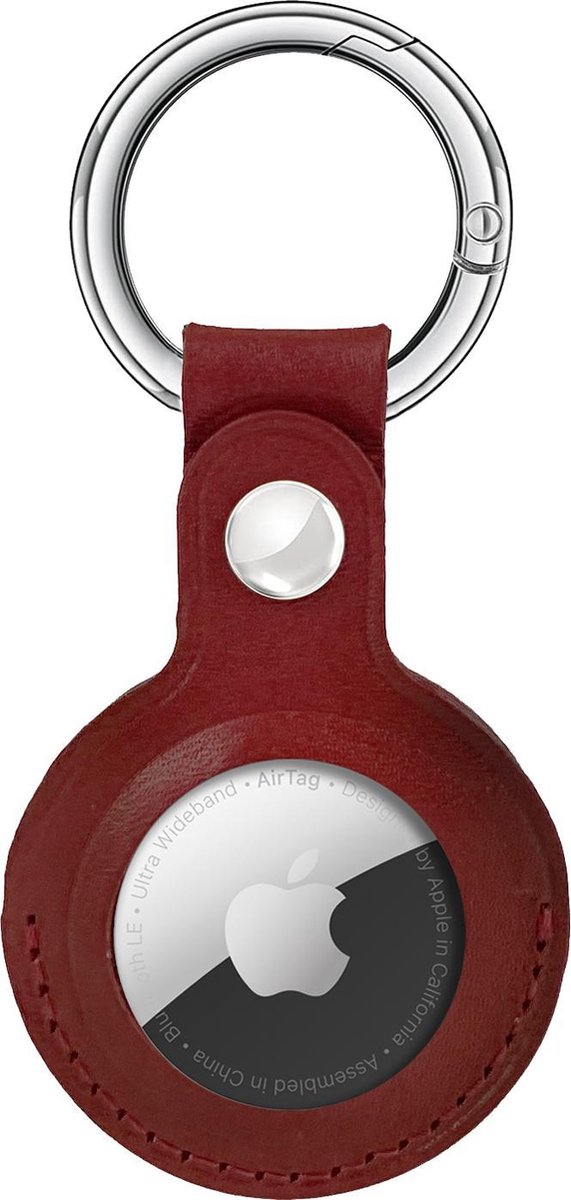 Bouletta geschikt voor Airtag sleutelhanger leder hanger hoesje - Burned Red