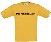 T-shirt voor kinderen met opdruk “Mij niet roepen” (kinder variant op Mij niet bellen) | Chateau Meiland | Martien Meiland | Goud geel T-shirt met zwarte opdruk. | Herojodeals